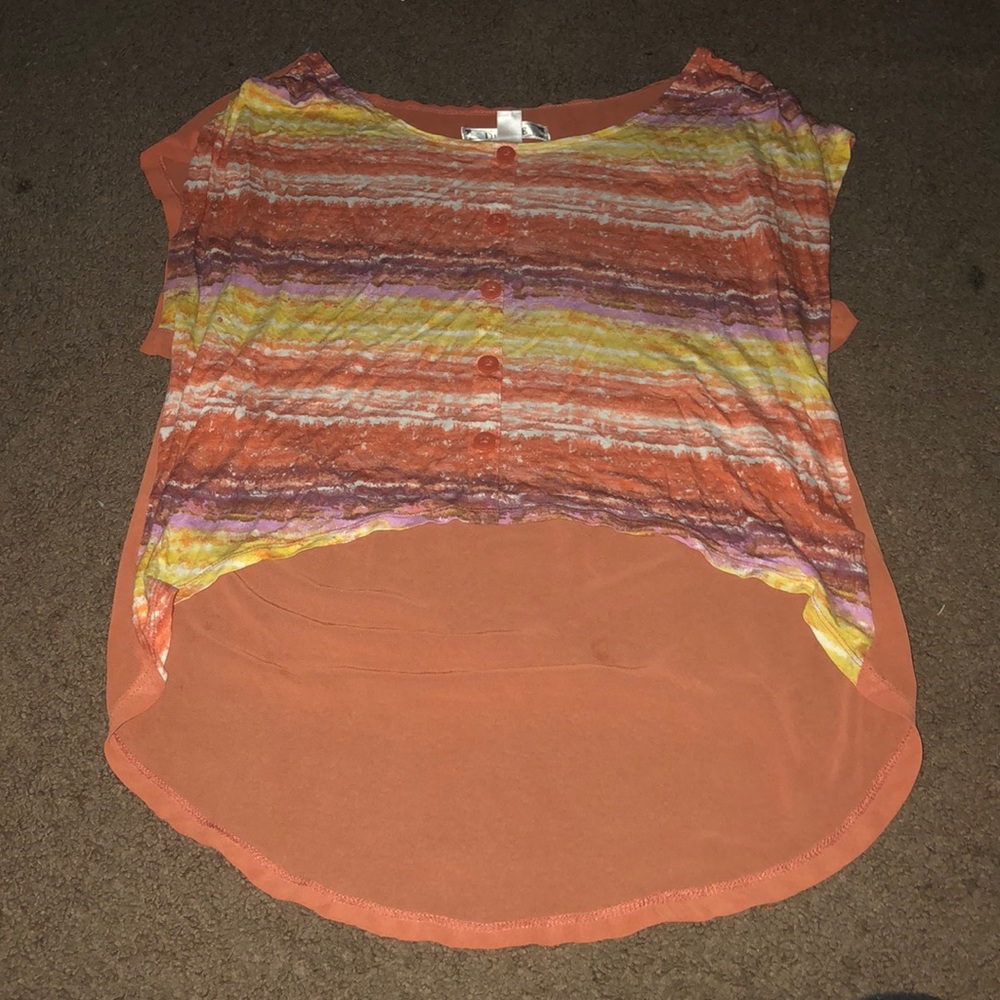 High low striped sheer back shirt